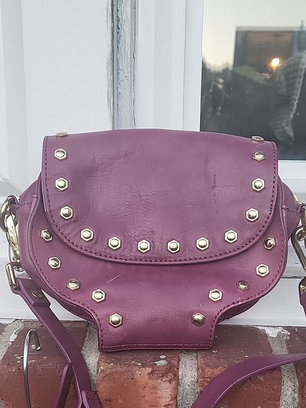 Kenneth Cole Plum Studded Crossbody Bag